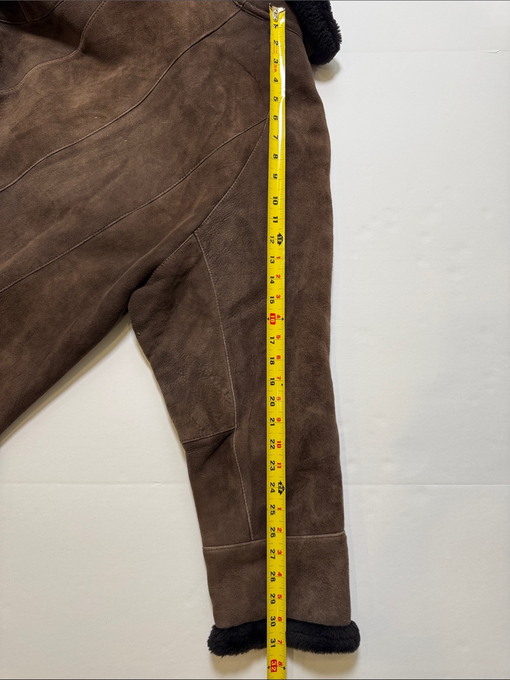 I. J. FOX FURS Boston Vintage Chocolate Brown Suede Shearling Full Length Coat M - Picture 14 of 14